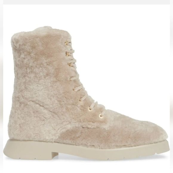 Stuart Weitzman‎ McKenzee Genuine Shearling Combat Boot NATURAL size 12 NEW - Picture 1 of 11
